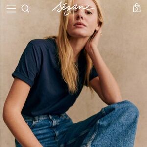 Sézane Navy Blue T-Shirt Conrad small
